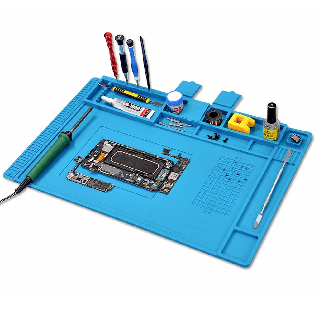Serplex Soldering Mat Silicone Repair Mat Heat Resistant Workbench Mat PCB board Electronic Repair Mat for Soldering Station Iron Gun, Welding, Repairing, 17.7x11.8 Inches (Only Silicone Pad) Serplex Soldering Mat Silicone Repair Mat Heat Resistant Workbench Mat PCB board Electronic Repair Mat for Soldering Station Iron Gun, Welding, Repairing, 17.7x11.8 Inches (Only Silicone Pad)